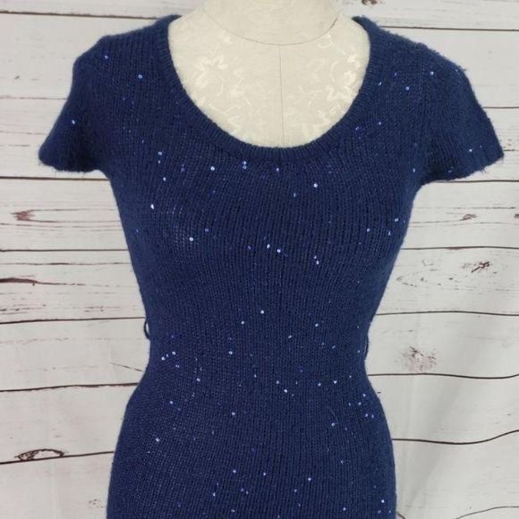 Rue21 Royal Blue Sequin Short Sleeve Sweater dress‎ - Picture 3 of 8